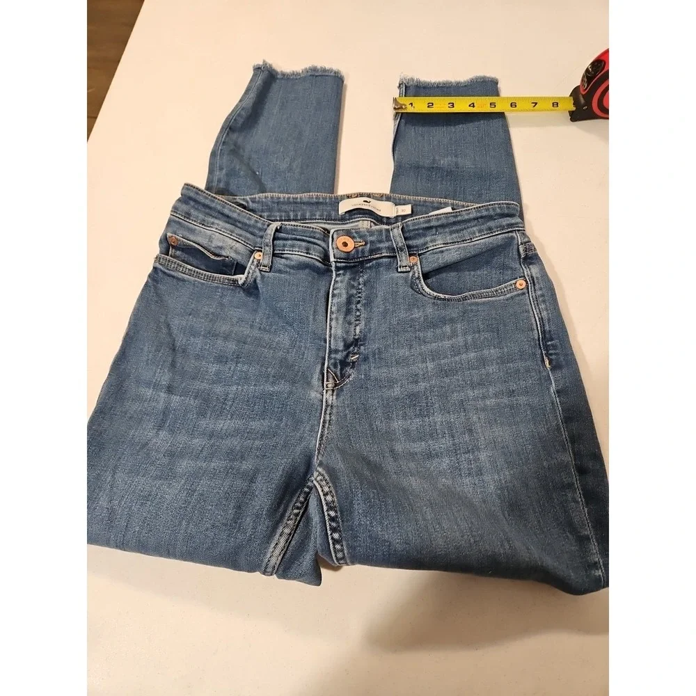 Vineyard Vines Women's High Rise Skinny Stretch Jeans  Sz 30 Raw Hem Denim (1408